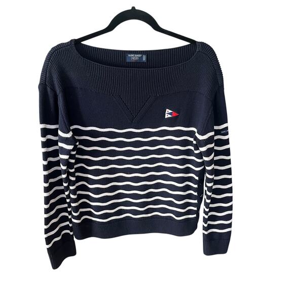 Saint James L'atelier Les Mathes Navy Striped Sweater Nautical Size Small 34 - Picture 5 of 16